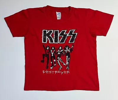 Buy Kids KISS- Destroyer Official T-Shirt - Red - VG+ Condition SIZE: YOUTH L 9 - 11 • 5.75£