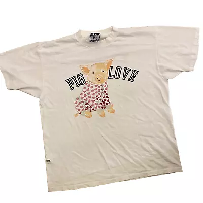 Buy VTG Joe Boxer Pig Love Sz Large - XL White T-Shirt Art Hipster • 24.04£