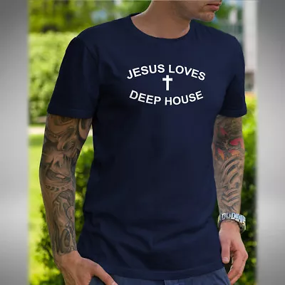 Buy Jesus Loves Deep House Music T-Shirt Dj Clubbing Dance Rave Music Lover • 10.49£