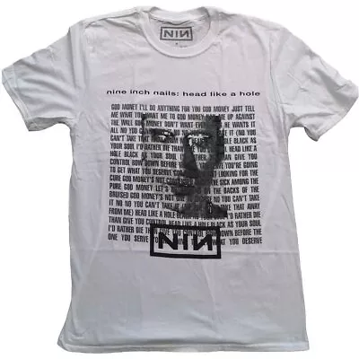 Buy Nine Inch Nails T Shirt Head Like A Hole Band Logo Official Mens White L • 16.56£
