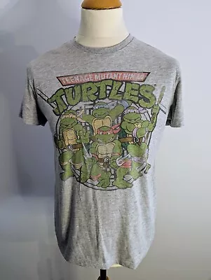 Buy Nickelodeon Teenage Mutant Ninja Turtles Vintage Retro Grey T-shirt Y2K UK M • 14.95£