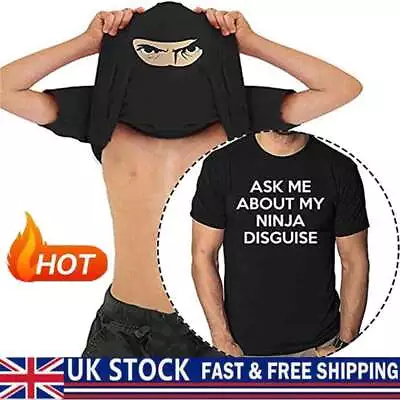 Buy Ask Me About My Ninja Disguise Flip T Shirt Funny Costume Graphic Humor Tee BK • 8.47£