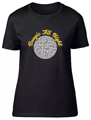 Buy Boogie All Night Womens T-Shirt Disco Ball 70's 60's Funk Soul Dance Ladies Tee • 8.99£