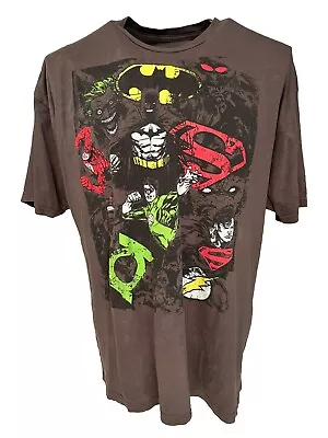 Buy Vintage Justice League T Shirt 2XL Brown Batman Robin Joker Superman TS803 • 9.99£