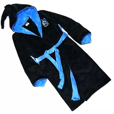 Buy Harry Potter Ravenclaw Fleece Hooded Robe Juniors S Black Blue Pockets Unisex • 60.66£