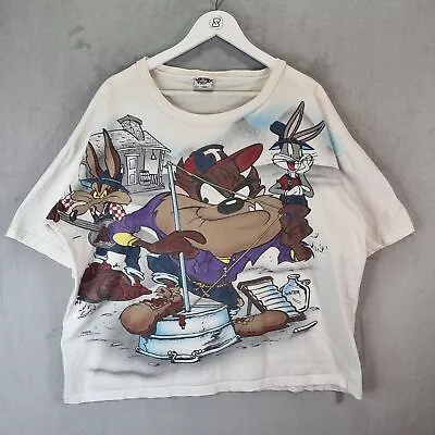 Buy Looney Tunes Freeze T-Shirt Mens 2XL XXL White Vintage 1996 Taz And Friends Tee • 54.99£