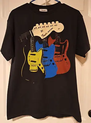 Buy Vtg Fender Mustang Guitar T Shirt Size M Black Graphic Original Fender Brand SS • 13.72£