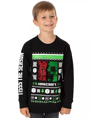 Buy Minecraft Black Creeper Christmas Jumper (Boys) • 19.99£