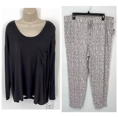 Buy Alfani NEW Womens 2 Pc PJ Set Sleepwear Shirt & Pants Sz XL Classic Black Dots • 39.67£