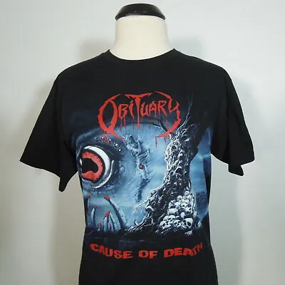 Buy OBITUARY Cause Of Death Size YOUTH T-Shirt Black Band Logo • 24.19£