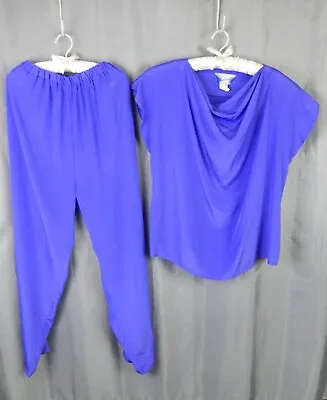 Buy VTG The Renaissance Women Pajamas Set Satin Polyester Purple Pant 30/Top 36, USA • 11.20£