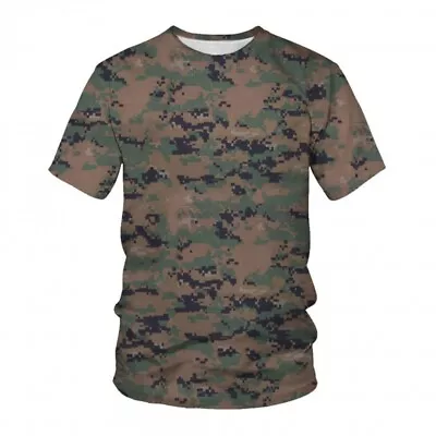 Buy Mens Short Sleeve Camouflage T Shirts Crew Neck Army Military Casual T-Shirt Top • 8.09£
