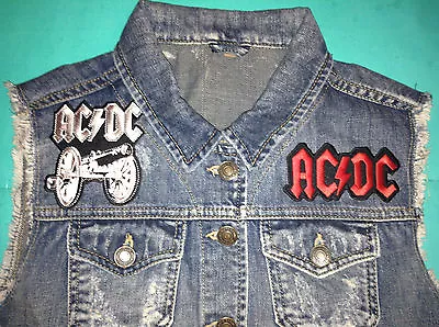 Buy AC:DC Girls Denim Cut-Off Waistcoat Vest Gilet Jacket Rock We Salute You Voltage • 42.99£