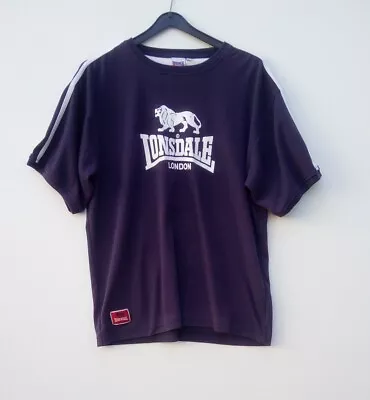 Buy Vintage Navy Blue Lonsdale Of London Crew Neck T Shirt Size L Stretch Lion Logo • 11.99£