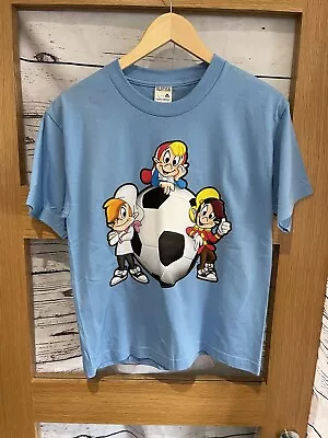 Buy Kelloggs Rice Krispies Snap Crackle Pop Football Youth Large Blue Crew T Shirt • 14.99£