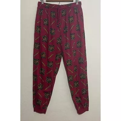 Buy Harry Potter Size Medium Red Hogwarts Print Pajamas Joggers Pants Elastic Waist • 13.04£
