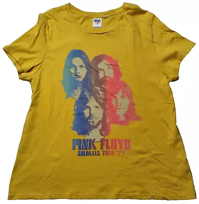 Buy PINK FLOYD ANIMALS TOUR 77 Women XL Mustard Yellow JUNK FOOD RETRO T-Shirt NEW • 13.06£
