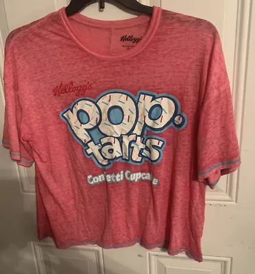 Buy Kelloggs Brand Poptarts Confetti Cropped Pink T Shirt Short Sleeve Size XL • 14£