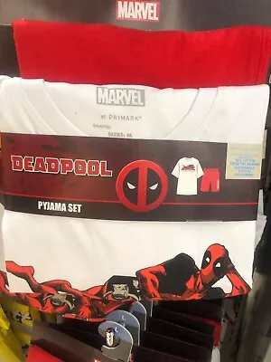 Buy Marvel Deadpool T Shirt & Shorts Lougewear Pyjama Set XS-2XL 100% Cotton Primark • 19.99£
