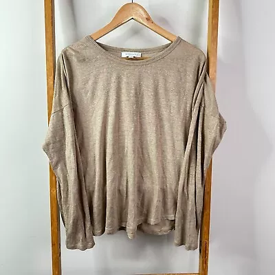 Buy Witchery Shirt Womens Medium Light Brown Tan Long Sleeve Linen • 12.21£